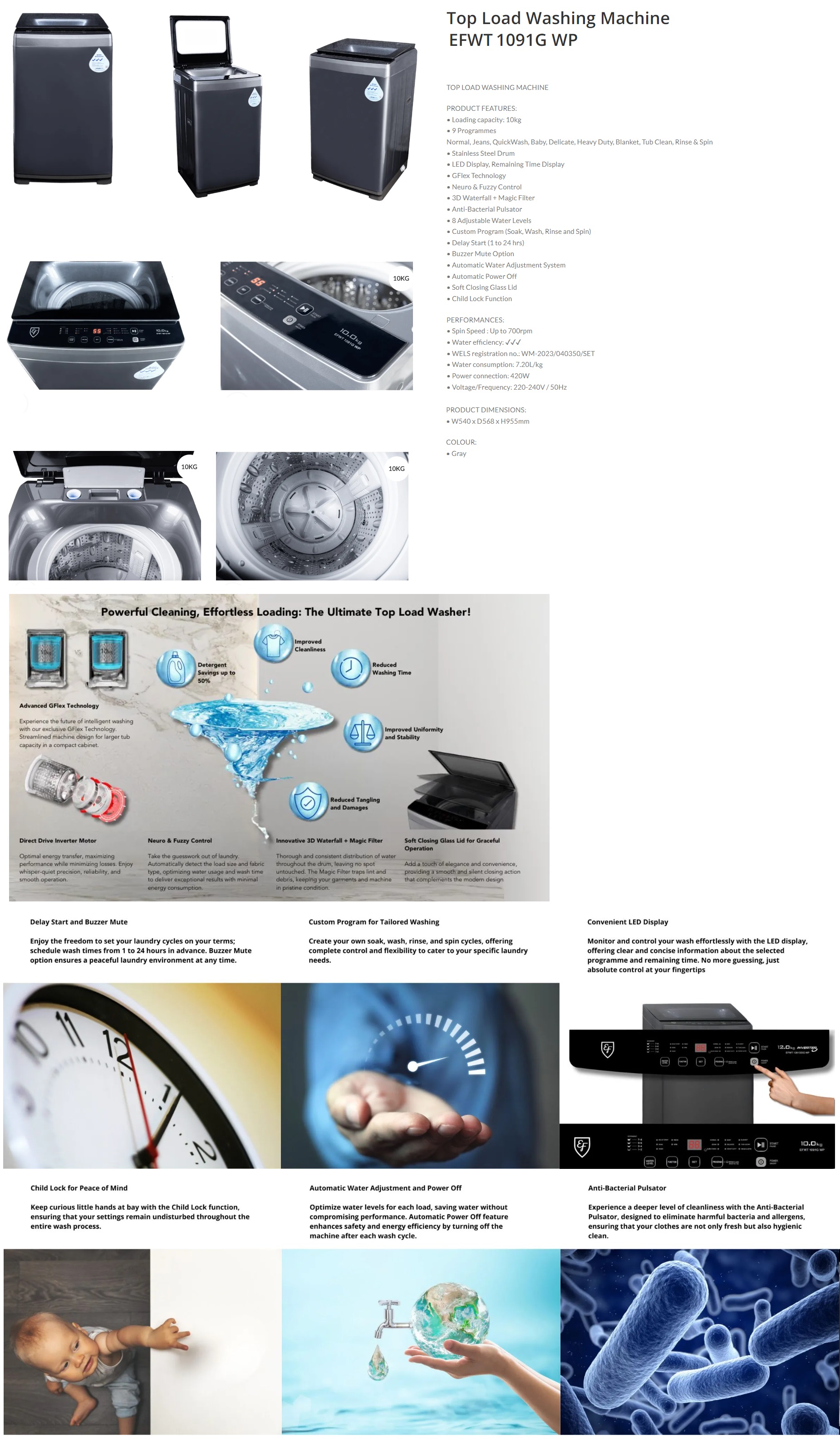 10Kg Top Load Washing Machine SG Appliances